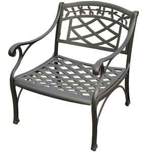 Pemberly Row Modern Aluminum Patio Club Chair in Charcoal Black