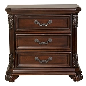 Pemberly Row Modern / Contemporary Dark Brown 3 Drawer Night Stand