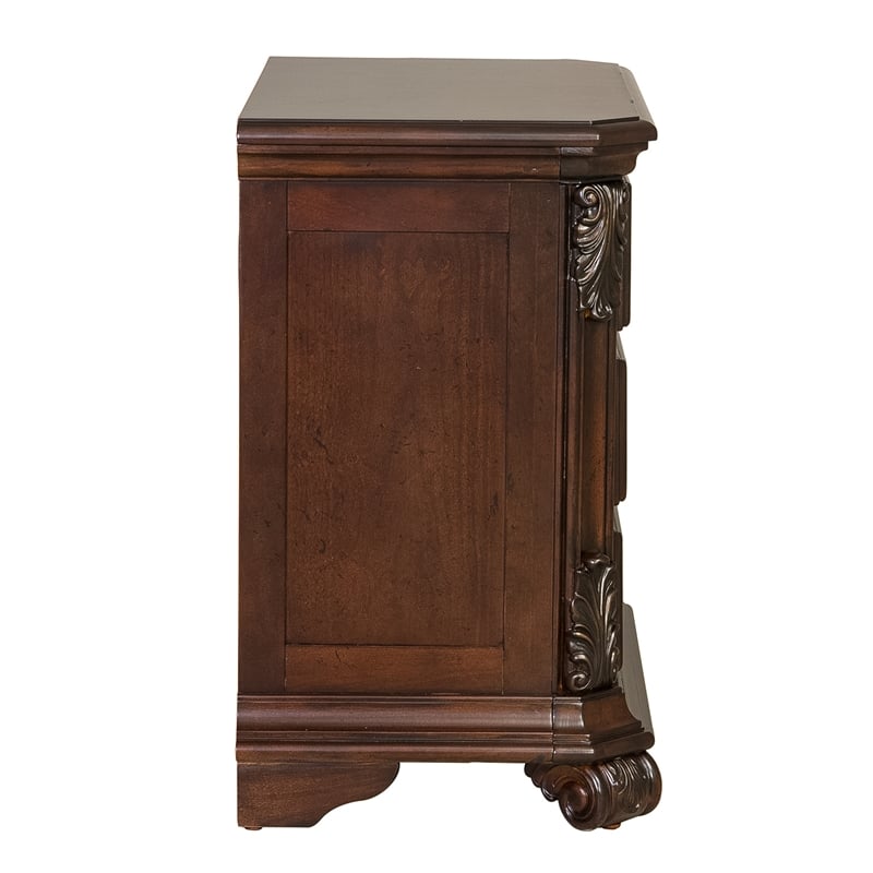 Pemberly Row Modern / Contemporary Dark Brown 3 Drawer Night Stand