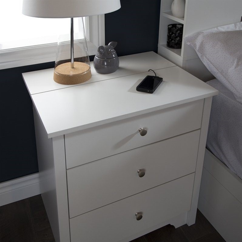 Pemberly Row Modern / Contemporary Wood Nightstand in Pure White