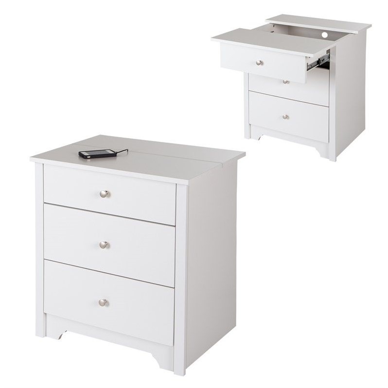 Pemberly Row Modern / Contemporary Wood Nightstand in Pure White