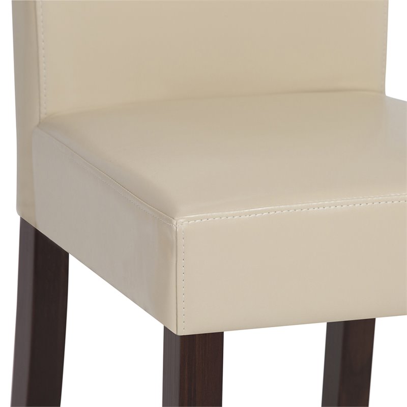 Pemberly Row Parson Dining Chair (Set of 2) - Satin Cream Faux Leather