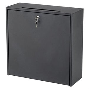 Pemberly Row Modern Large Wall-Mounted Mailbox with Lock in Black