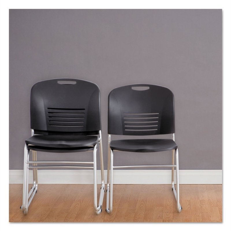 Pemberly Row Straight Leg Stacking Chair in Black (Set of 2)