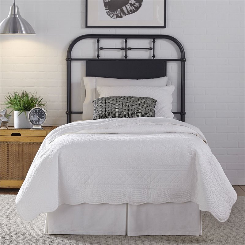 Pemberly Row Contemporary Metal Full Metal Headboard - Black