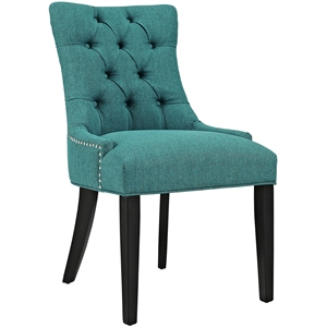 Pemberly Row 20.5&quot Tufted Fabric and Solid Wood Dining Chair in Teal Blue