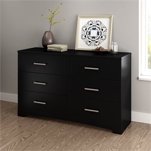 Pemberly Row Modern / Contemporary 6 Drawer Dresser in Pure Black