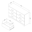 Pemberly Row Modern / Contemporary 6 Drawer Dresser in Pure Black