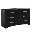Pemberly Row Modern / Contemporary 6 Drawer Dresser in Pure Black