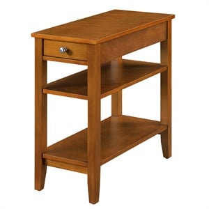 Pemberly Row Modern Three-Tier End Table in Dark Walnut Wood