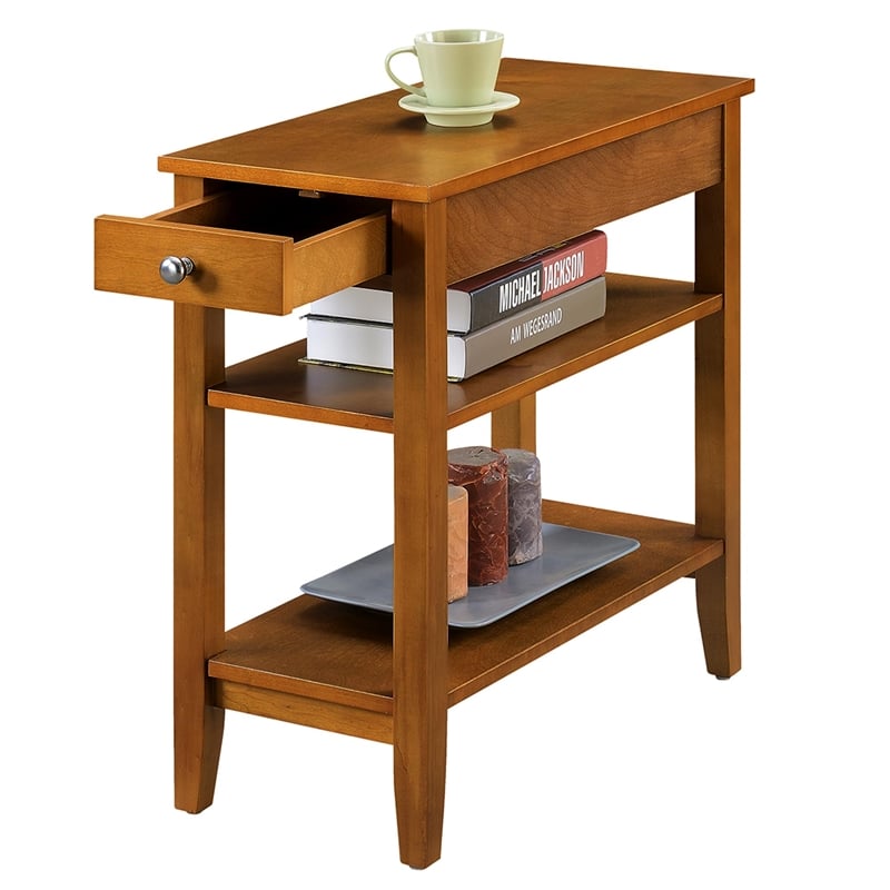 Pemberly Row Modern Three-Tier End Table in Dark Walnut Wood