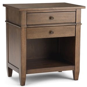 Pemberly Row Wood 24&quot Bedside Nightstand Table - Rustic Natural Brown