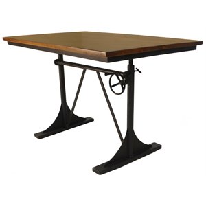 Pemberly Row Contemporary Sit or Stand Adjustable Desk Elm Black
