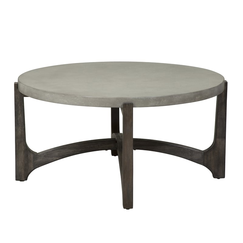 Pemberly Row Modern / Contemporary Dark Brown Round Cocktail Table