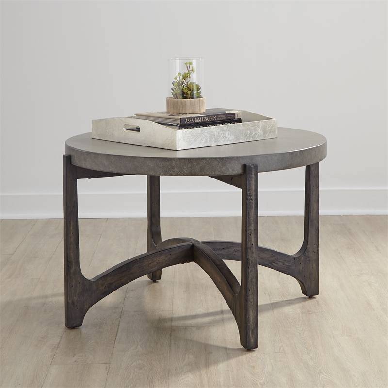 Pemberly Row Modern / Contemporary Dark Brown Round Cocktail Table