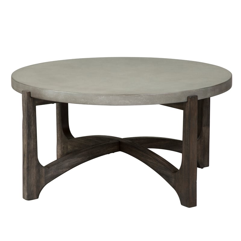 Pemberly Row Modern / Contemporary Dark Brown Round Cocktail Table