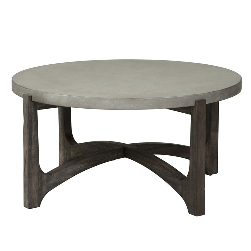 Pemberly Row Modern / Contemporary Dark Brown Round Cocktail Table