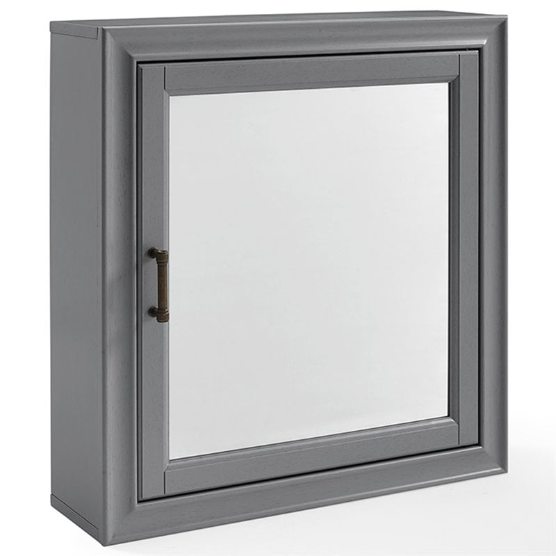 Pemberly Row Contemporary Contemporary Mirror Medicine Cabinet in Vintage Gray