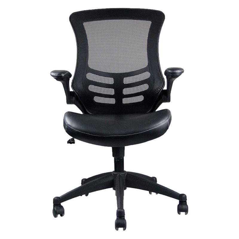 Pemberly Row Modern Mid Back Mesh Adjustable Office Chair in Black