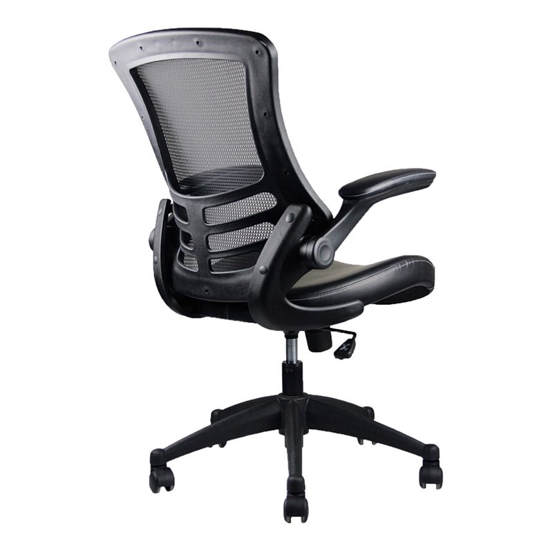 Pemberly Row Modern Mid Back Mesh Adjustable Office Chair in Black