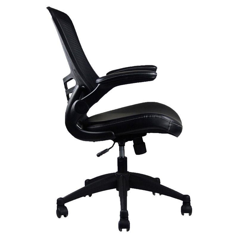 Pemberly Row Modern Mid Back Mesh Adjustable Office Chair in Black