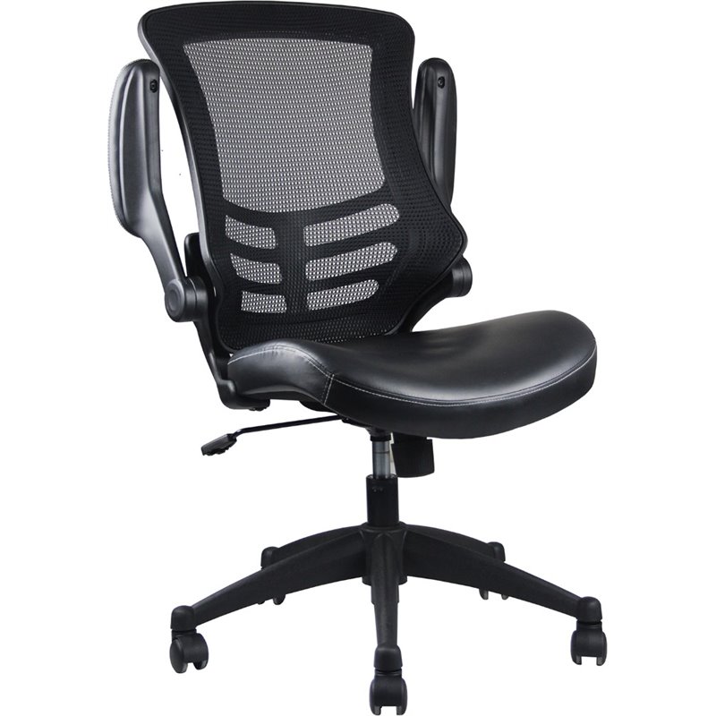 Pemberly Row Modern Mid Back Mesh Adjustable Office Chair in Black