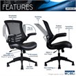 Pemberly Row Modern Mid Back Mesh Adjustable Office Chair in Black
