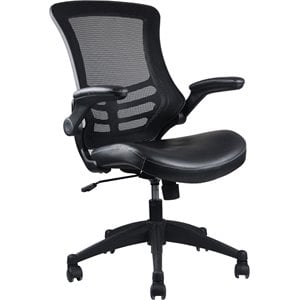 Pemberly Row Modern Mid Back Mesh Adjustable Office Chair in Black