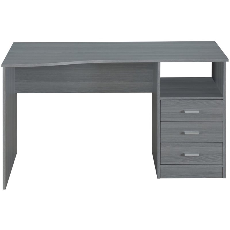 Pemberly Row Contemporary Classic Writing Desk in Gray Finish