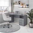 Pemberly Row Contemporary Classic Writing Desk in Gray Finish