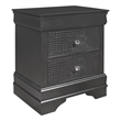 Pemberly Row Wooden Gray 2-Drawer Nightstand with Crystal Knob