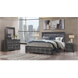 Pemberly Row Wooden Gray 2-Drawer Nightstand with Crystal Knob