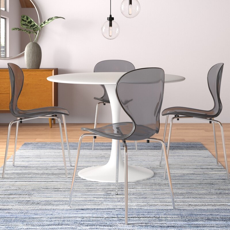 Pemberly Row Dining Side Chair With Strong Metal Legs in Black Set of 4