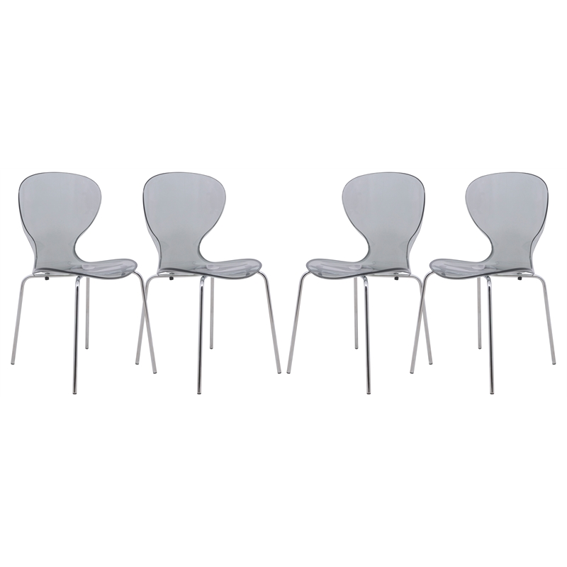 Pemberly Row Dining Side Chair With Strong Metal Legs in Black Set of 4