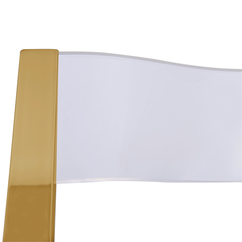 Pemberly Row Modern Acrylic Gold Dining Folding Chair in Clear Set of 4