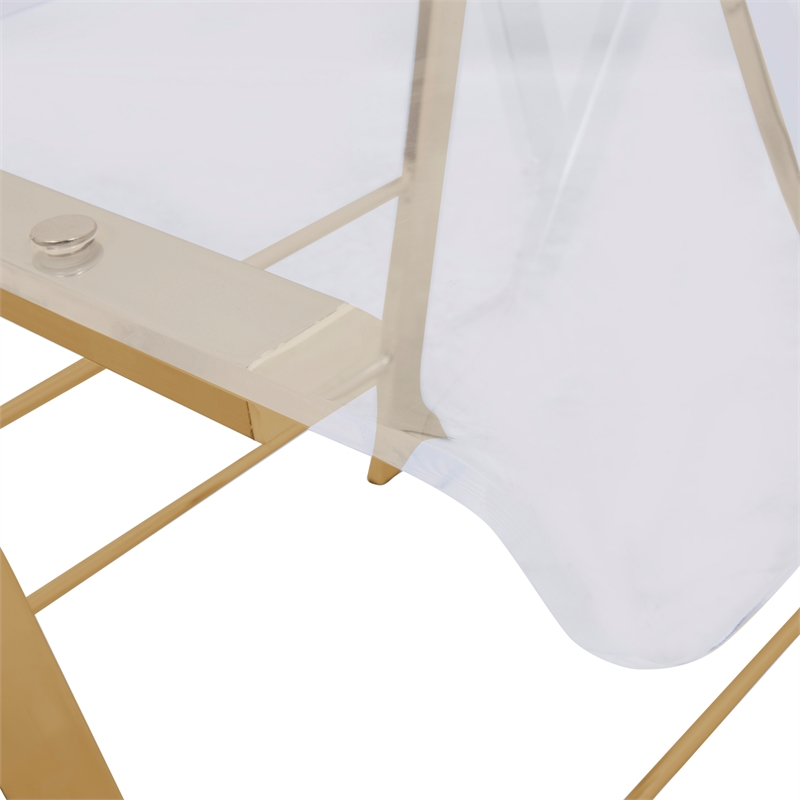 Pemberly Row Modern Acrylic Gold Dining Folding Chair in Clear Set of 4