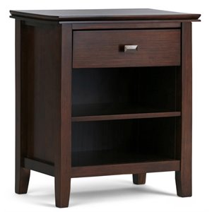 Pemberly Row Wood 24&quot Transitional Bedside Nightstand Table in Russet Brown