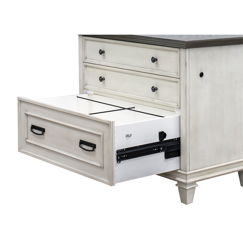 Pemberly Row Wood Lateral File With Locking Legal/Letter File Drawer White
