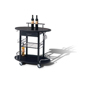 Pemberly Row Modern / Contemporary Mobile Metal Bar Cart in Black