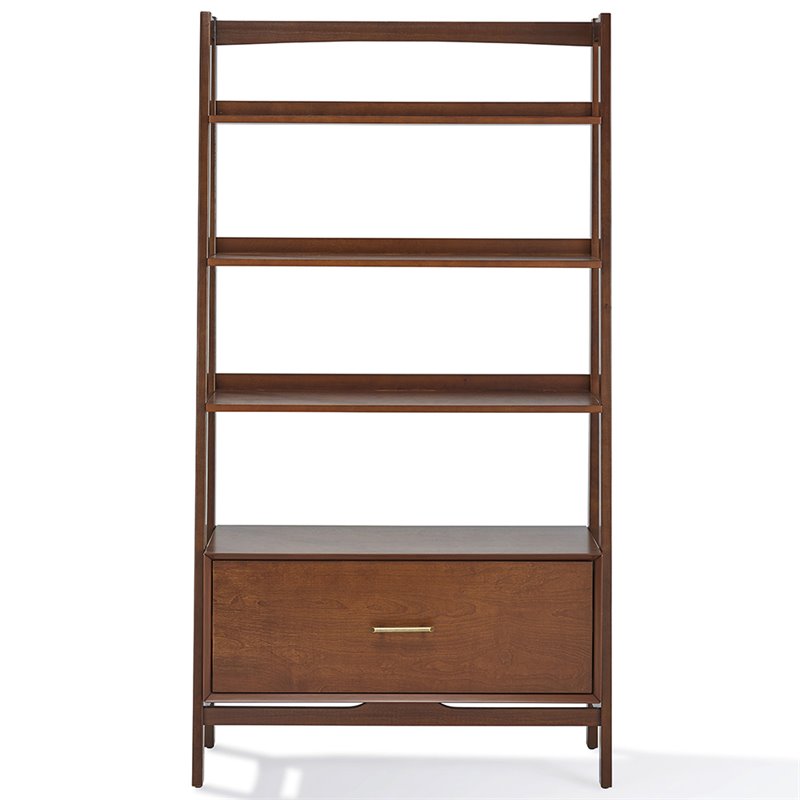 Pemberly Row Modern Wood 4 Shelf Wide Etagere Bookcase in Mahogany
