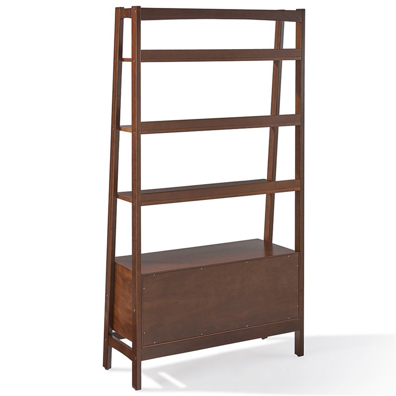Pemberly Row Modern Wood 4 Shelf Wide Etagere Bookcase in Mahogany