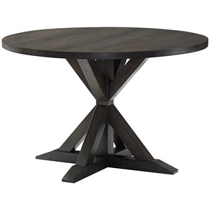 Pemberly Row Modern 47&quotWood Round Pedestal Dining Table in Slate