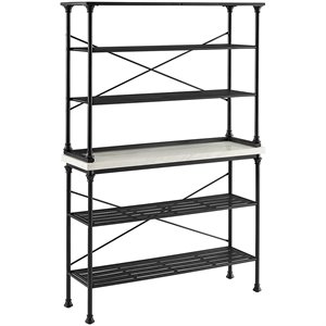 Pemberly Row Modern 2 Piece 15&quotMetal Bakers Rack in Matte Black