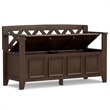 Pemberly Row Solid Wood Entryway Storage Bench in Natural Aged Brown