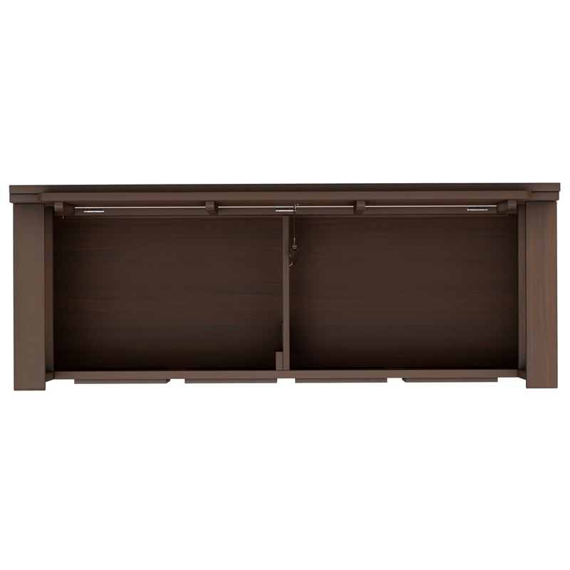 Pemberly Row Solid Wood Entryway Storage Bench in Natural Aged Brown