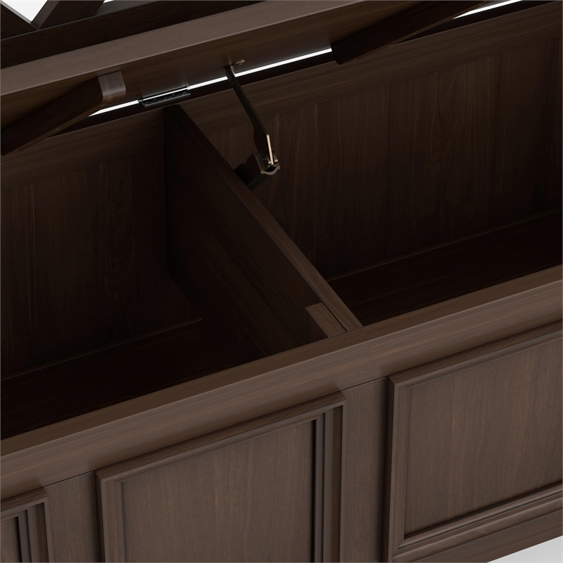 Pemberly Row Solid Wood Entryway Storage Bench in Natural Aged Brown