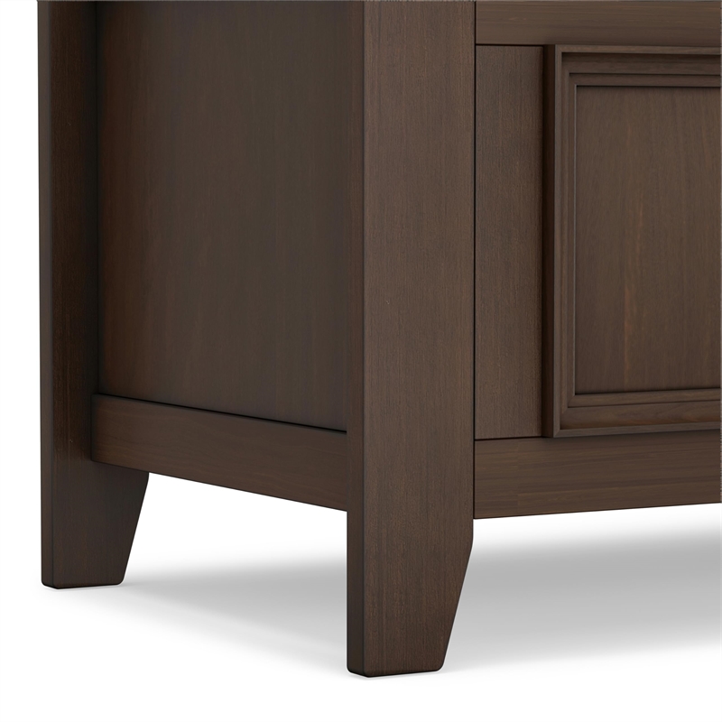 Pemberly Row Solid Wood Entryway Storage Bench in Natural Aged Brown