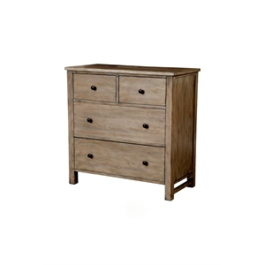 Pemberly Row Wood Small 4 Drawer Accent Chest in Natural Gray