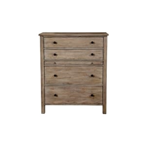 Pemberly Row Contemporary Wood 4 Drawer Chest in Natural Gray