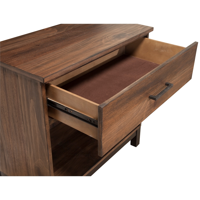 Pemberly Row Contemporary Contemporary Wood 1 Drawer Nightstand in Rustic Pine
